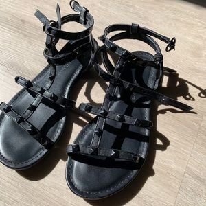 Black studded gladiator sandals